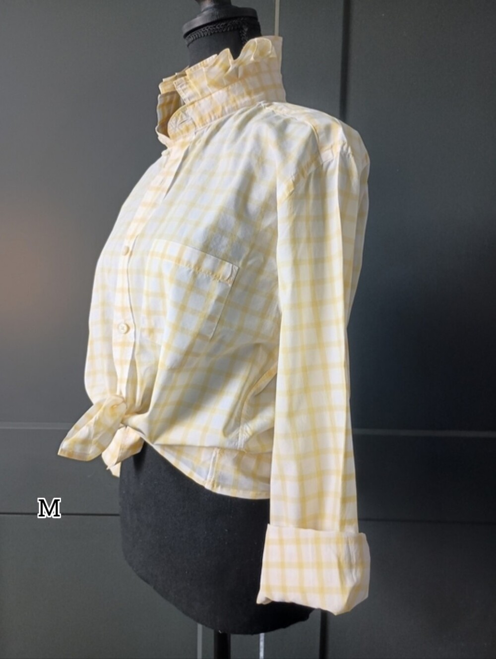 Upcycled Women's J Crew Ruffle Collar Shirt #110